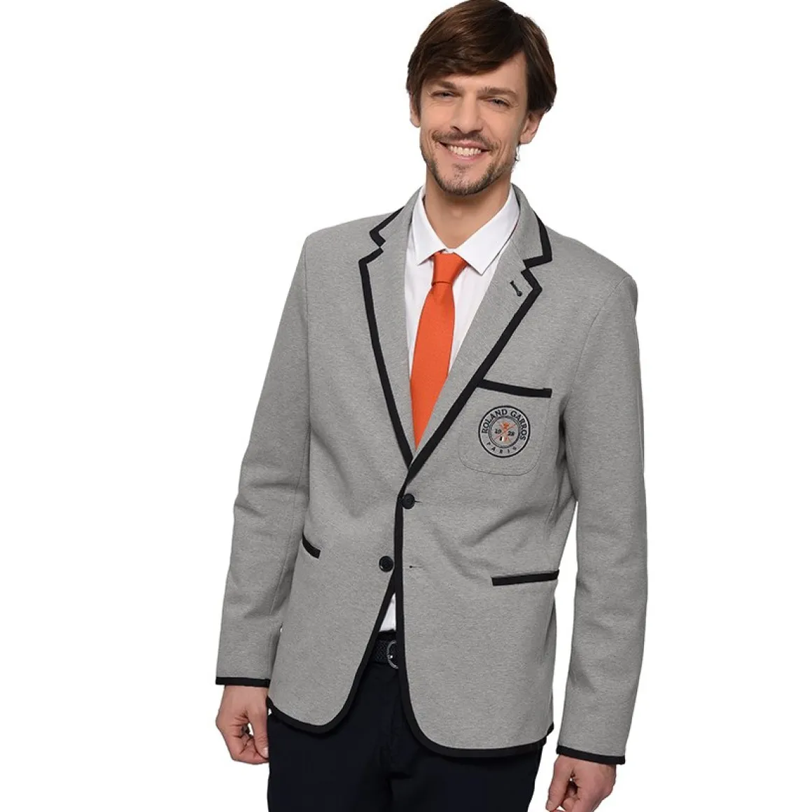 Roland-Garros Vestes-Blazer club jersey broderie signature homme - gris chiné