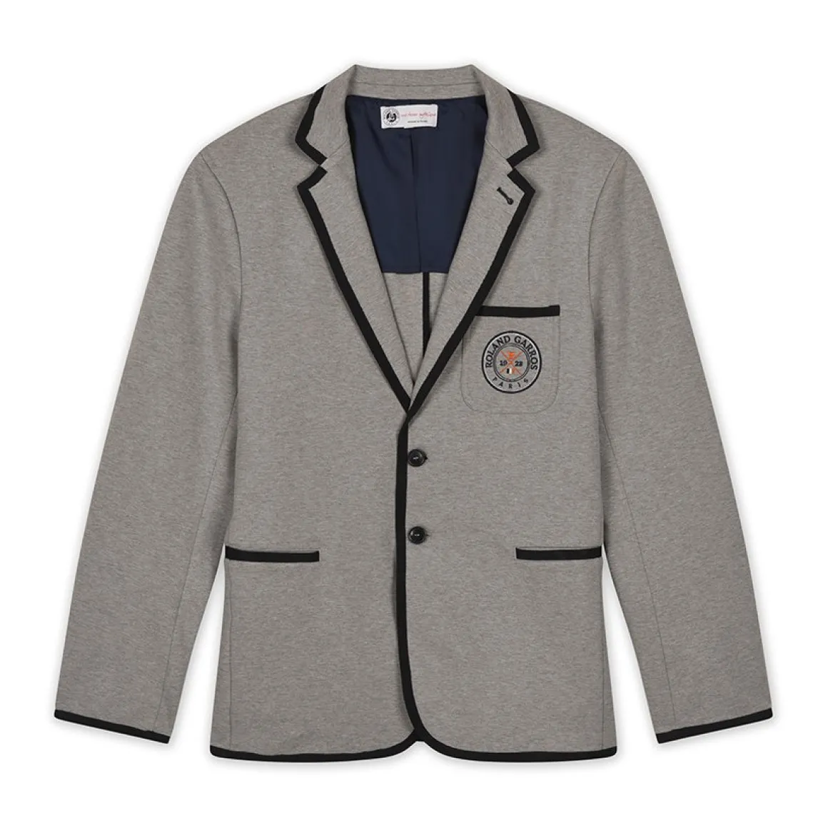 Roland-Garros Vestes-Blazer club jersey broderie signature homme - gris chiné