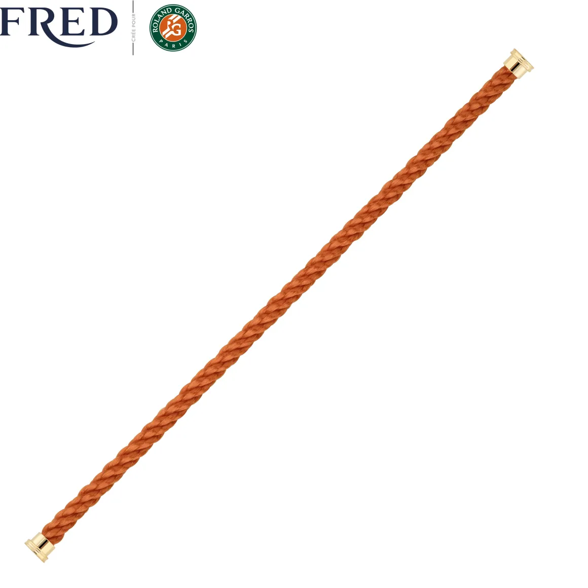 Roland-Garros Bracelets | Bracelets-Cable 1 tour Corderie Terracotta Fred pour - Embouts acier inoxydable plaqués or jaune