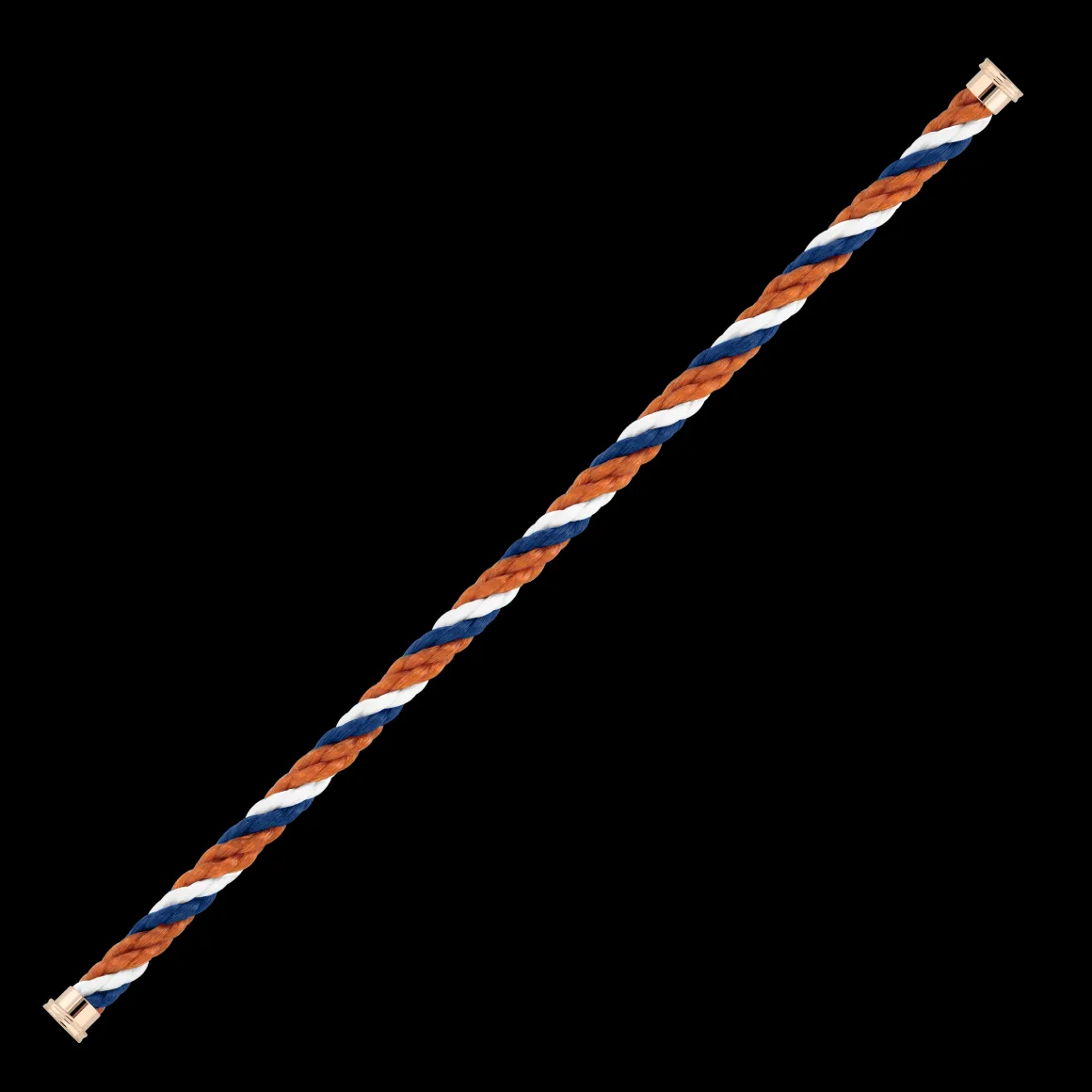 Roland-Garros Bracelets | Bracelets-Cable Fred pour 1 tour Corderie Bleu Blanc Terracotta - Embouts plaqués or rose