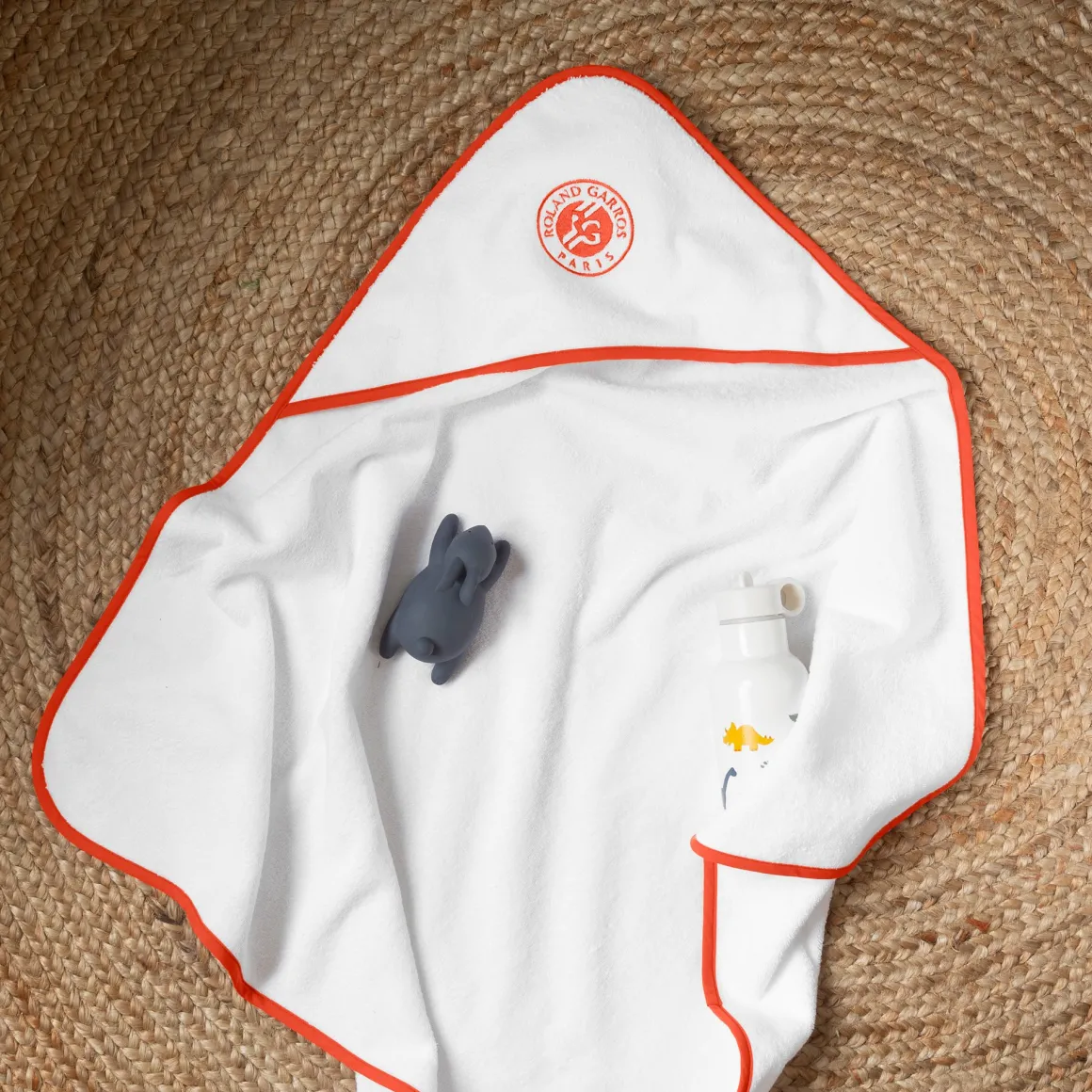Roland-Garros Linge De Bain | Accessoires-Cape de bain bébé Carré Banc x - Blanc