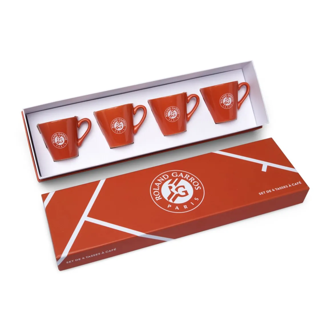 Roland-Garros Mugs & Gourdes-Coffret de 4 tasses - Terre Battue