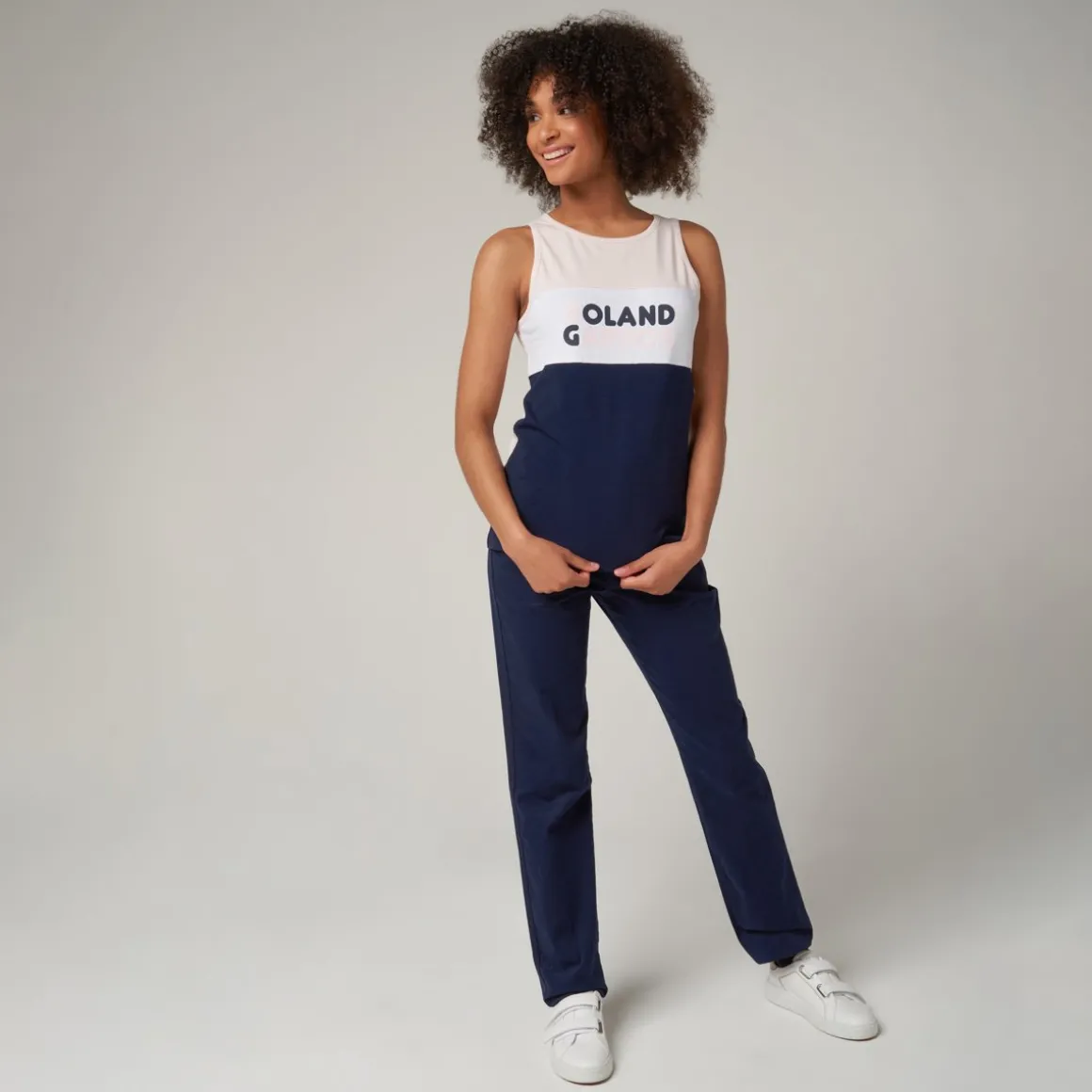 Roland-Garros T Shirts & Débardeurs-Débardeur femme col rond Color Block - rose et marine