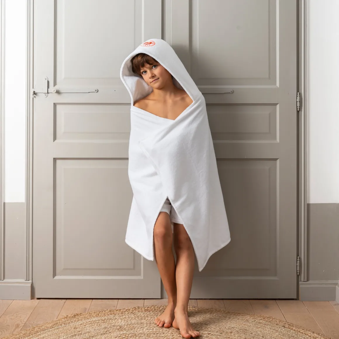 Roland-Garros Linge De Bain | Accessoires-Drap de bain à capuche enfant Carré Blanc x - Blanc