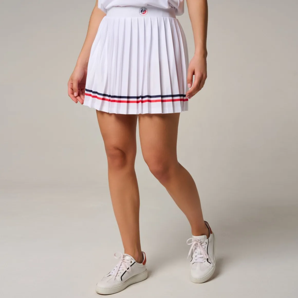 Roland-Garros Jupes, Robes & Pantalons-Jupe plissée Tricolore femme - Blanc