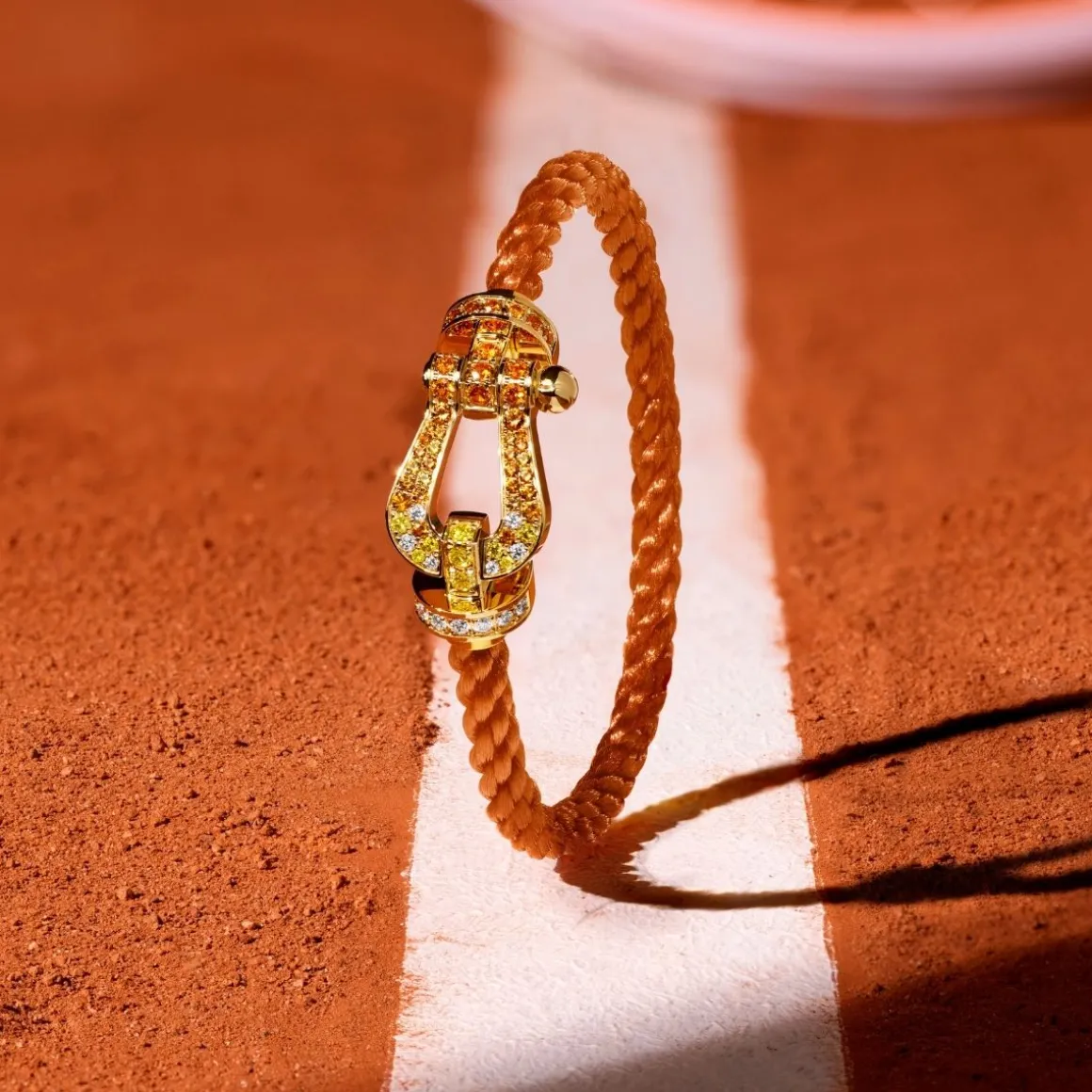 Roland-Garros Bracelets | Bracelets-Manille Force 10 Fred pour - Grand modèle or jaune 750/1000e pavé diamants et pierres de couleurs
