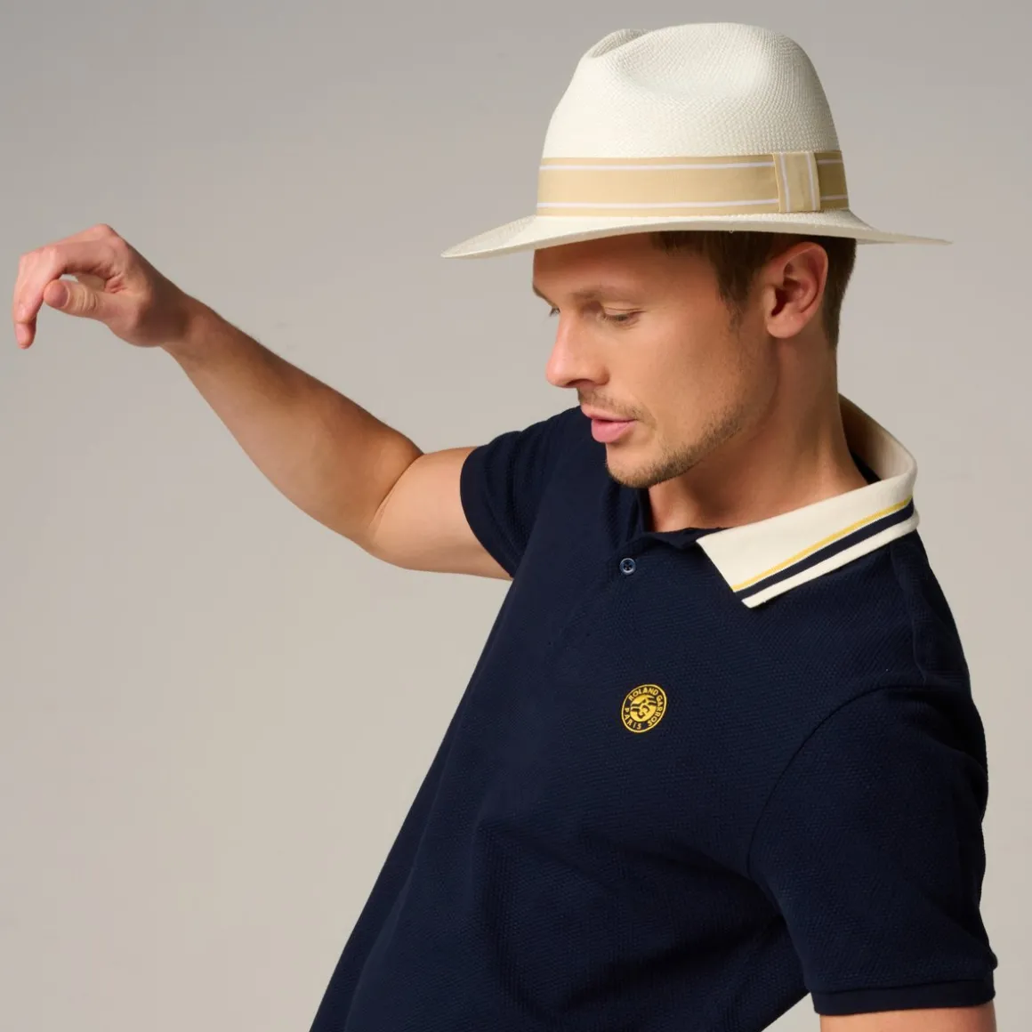 Roland-Garros Casquettes & Chapeaux | Casquettes & Chapeaux-Panama véritable ruban rayé - Ivoire et beige