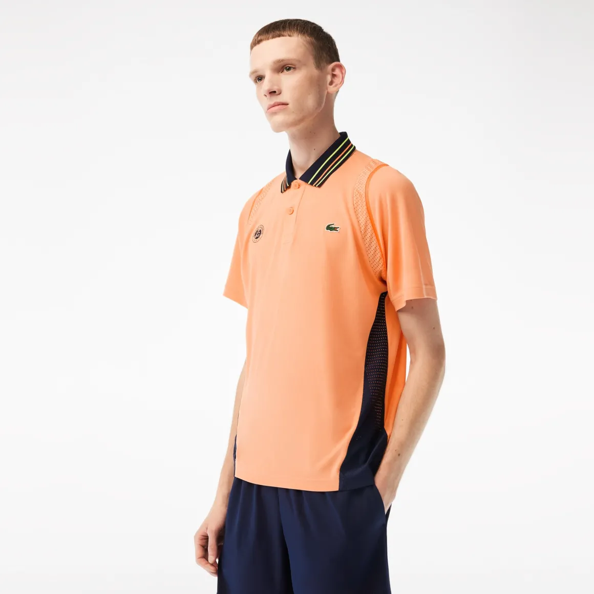 Roland-Garros Tenues De Tennis Hommes | Tenues De Tennis Hommes-Polo bicolore homme Lacoste Sport Édition pour Roland Garros ultra-dry - Terre battue