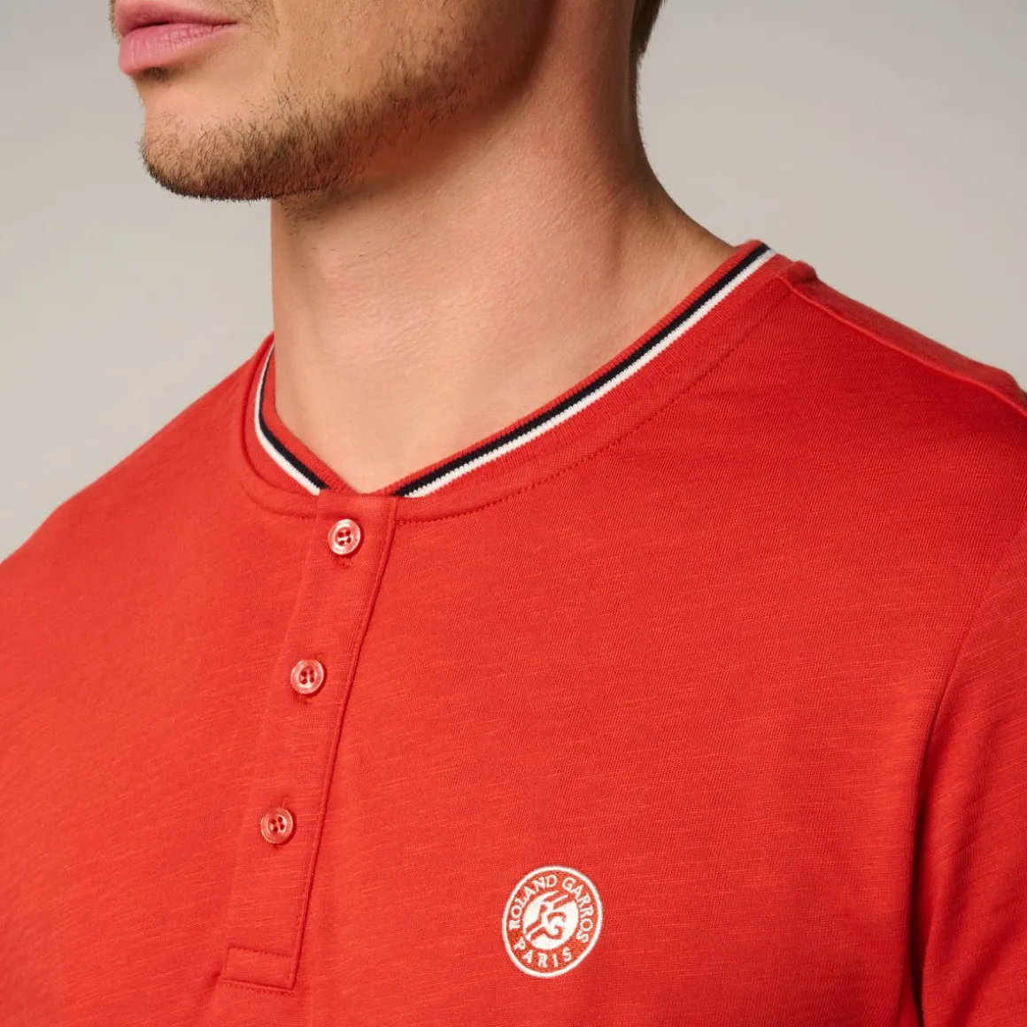 Roland-Garros Polos-Polo Heritage col mao homme - Terre battue
