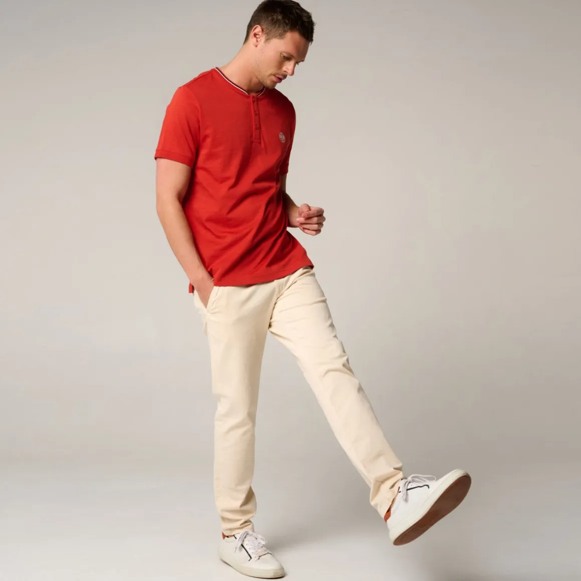 Roland-Garros Polos-Polo Heritage col mao homme - Terre battue