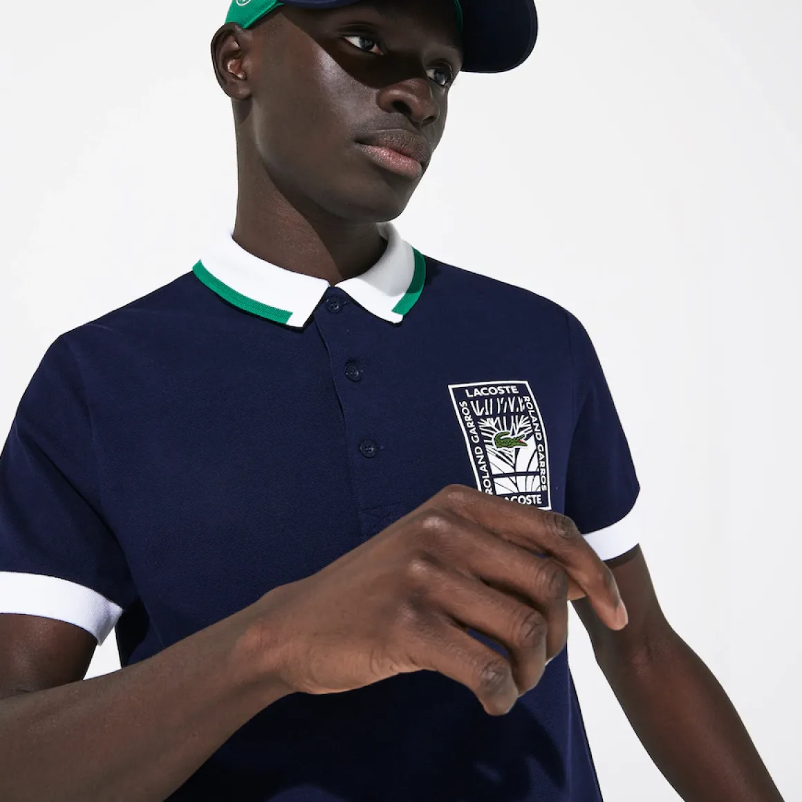 Roland-Garros Polos-Polo Lacoste x en coton à motif végétal - Bleu marine