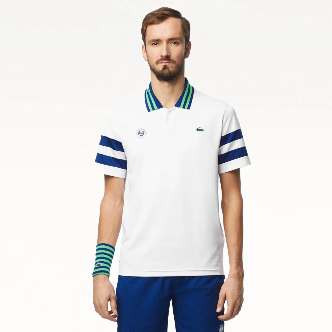Roland-Garros Tenues De Tennis Hommes | Tenues De Tennis Hommes-Polo Performance Medvedev homme Lacoste x - Blanc