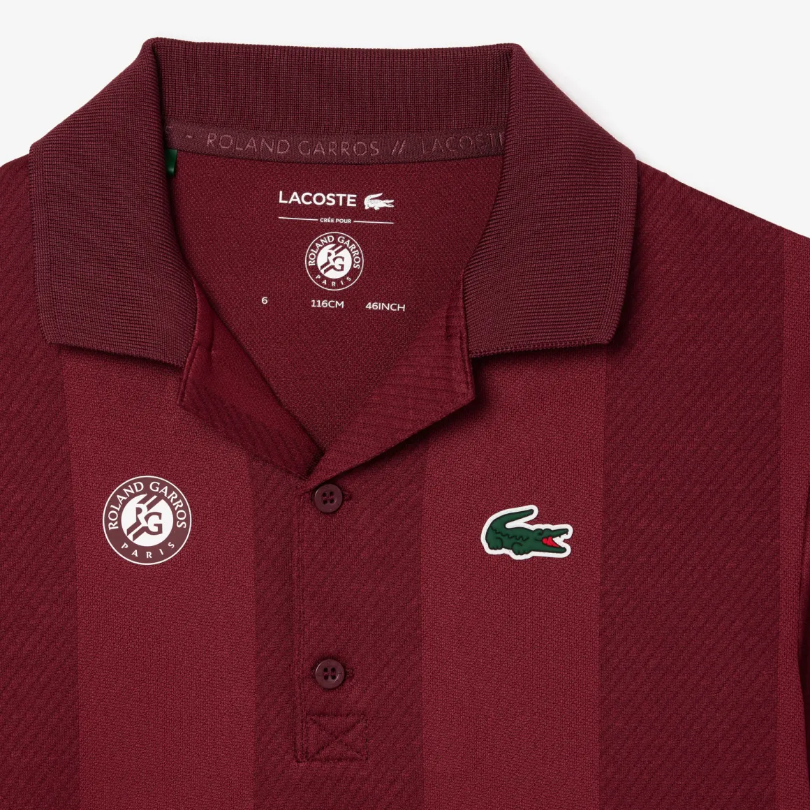 polo_ramasseur_enfant_lacoste_x_rolandgarros__bordeaux_3.webp Roland-Garros Tenues De Ramasseurs De Balles | Hauts-Polo Ramasseur enfant Lacoste x - Bordeaux