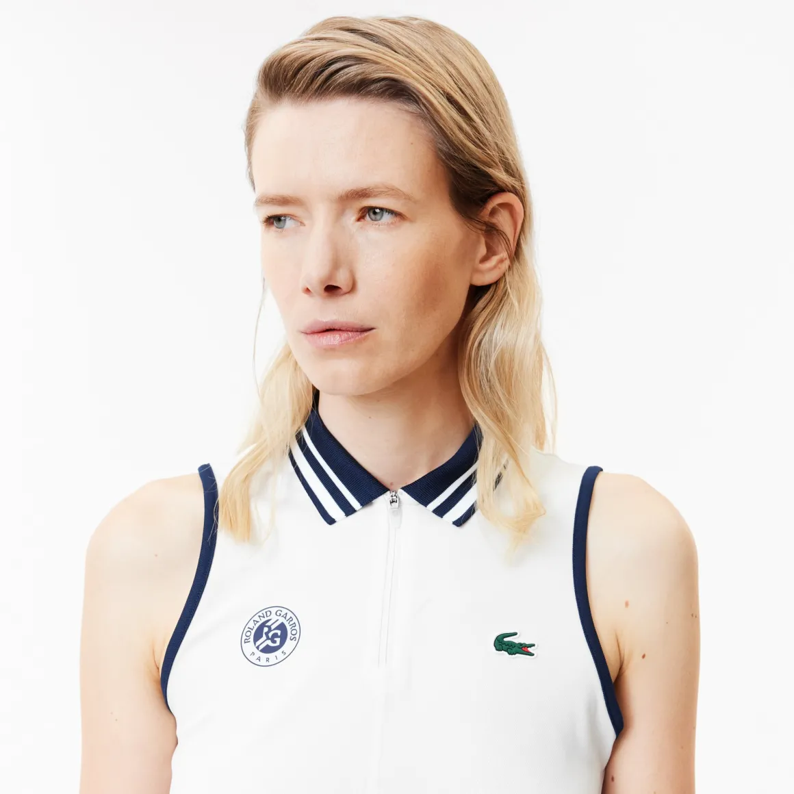 Roland-Garros Tenue De Tennis Femmes | Tenues De Tennis Femmes-Polo sans manches Performance femme Lacoste x - Blanc