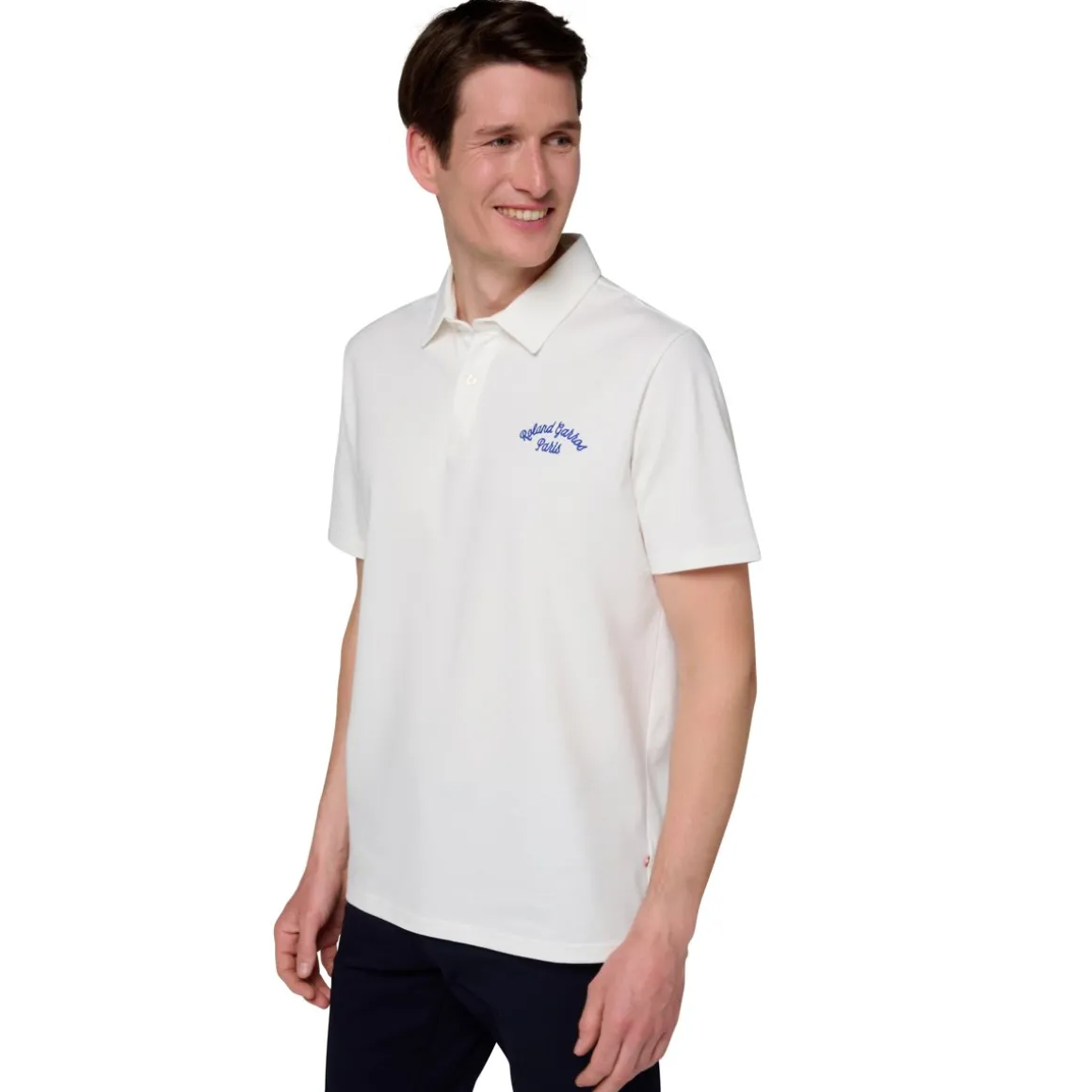Roland-Garros Polos-Polo Stripes Homme - Ecru