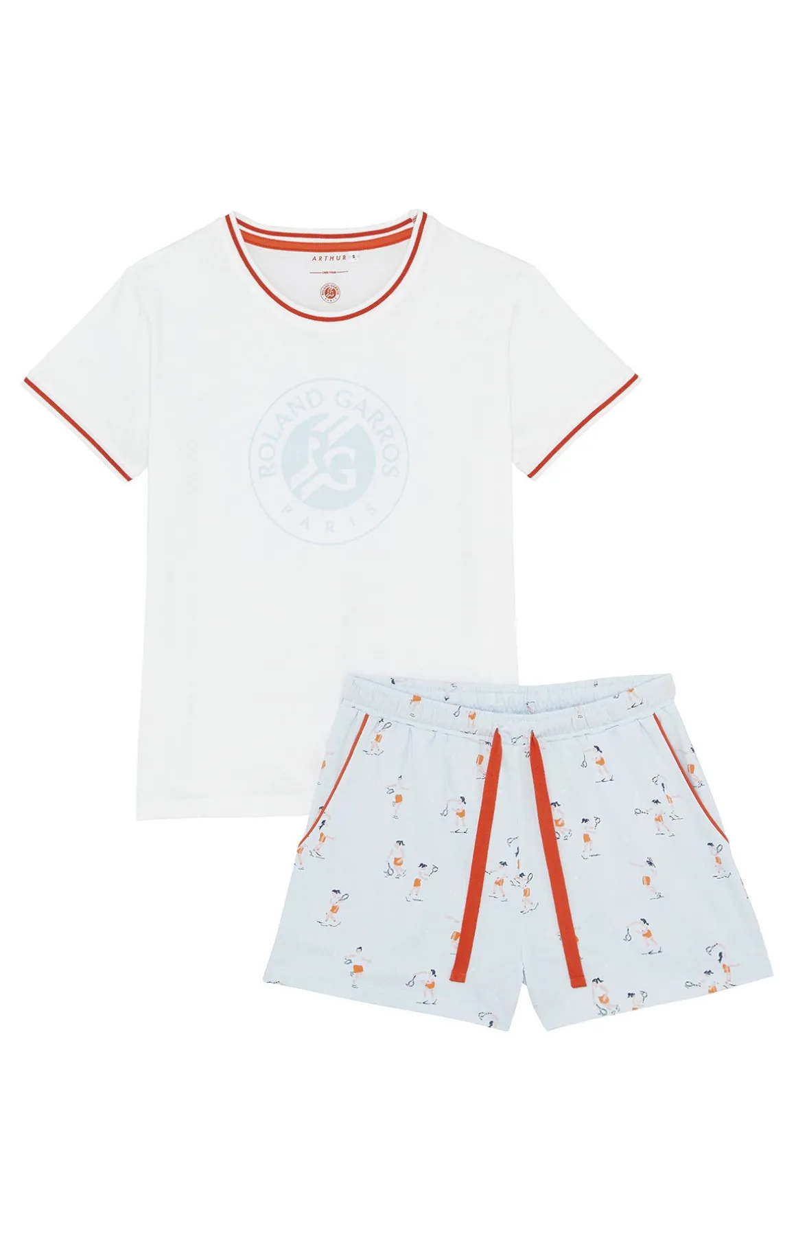 pyjama_court_femme_arthur_x_rolandgarros__blanc_4.webp Roland-Garros Jupes, Robes & Pantalons | T Shirts & Débardeurs-Pyjama court femme Arthur x - Blanc