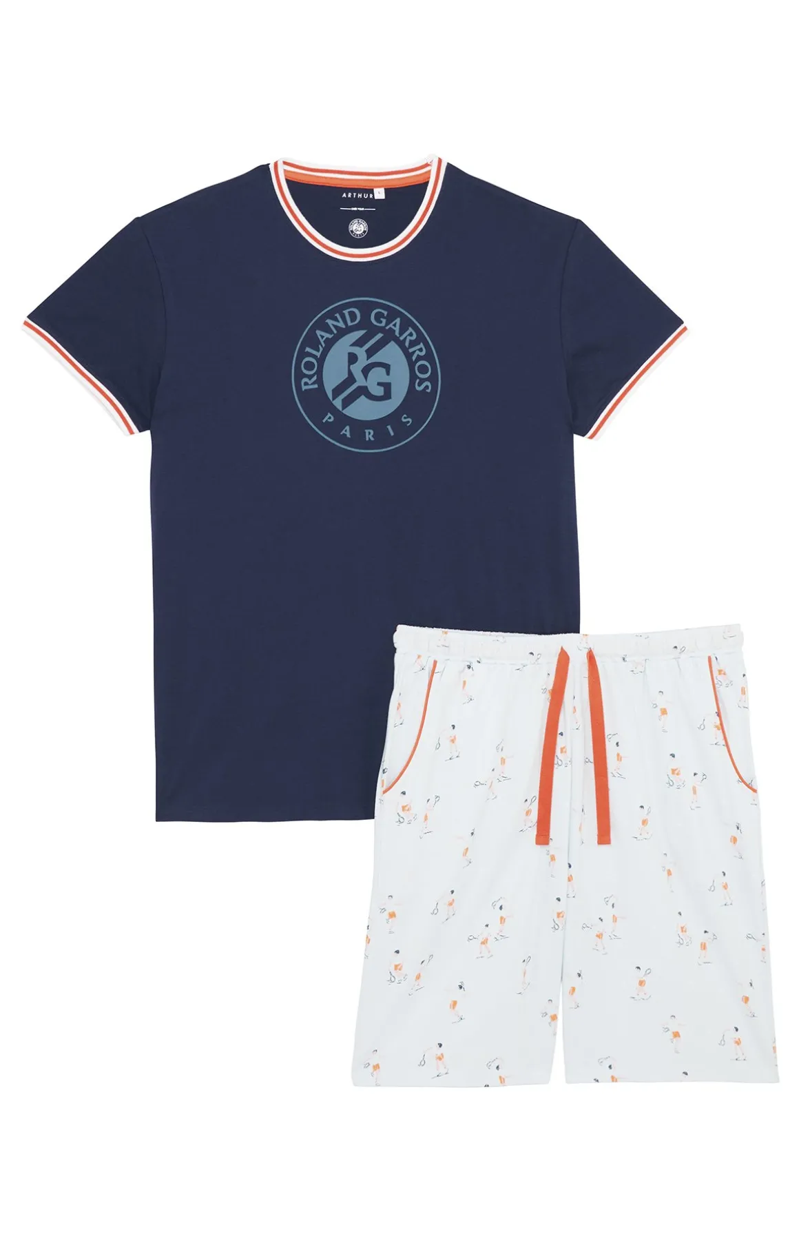 pyjama_court_homme_arthur_x_rolandgarros__marine_4.webp Roland-Garros Pantalons & Shorts | T-shirts-Pyjama court homme Arthur x - Marine