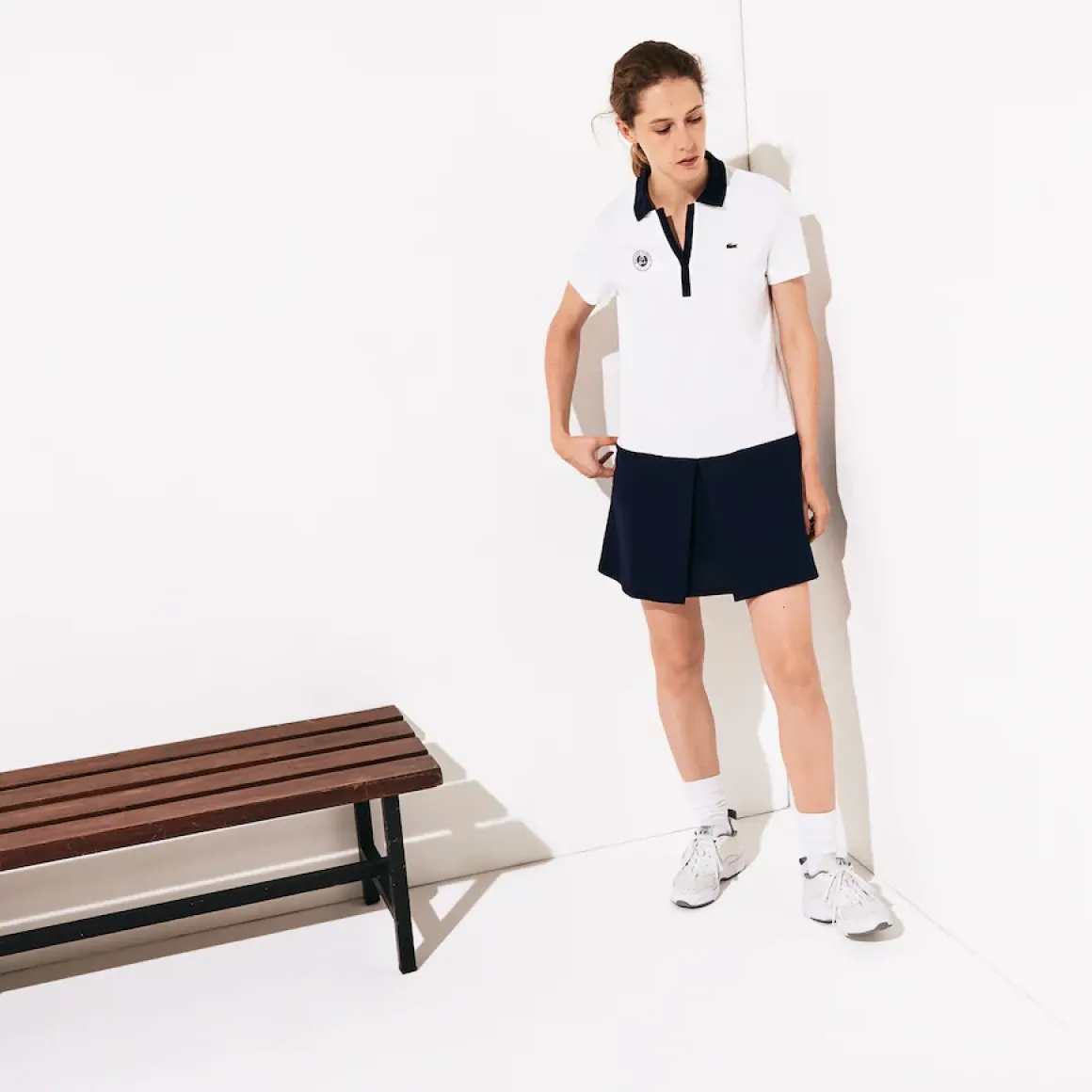 Roland-Garros Tenue De Tennis Femmes | Tenues De Tennis Femmes-Robe polo Lacoste x Roland Garros en coton bicolore - multicolore