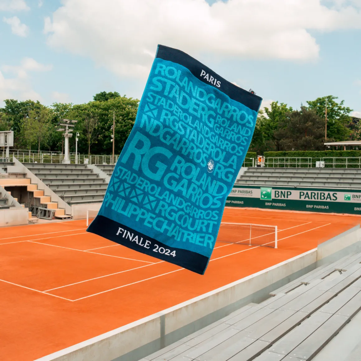 Roland-Garros Linge De Maison | Serviettes Joueurs / Joueuses-Serviette Finale Joueur - Joueuse Carre Blanc x - Bleu