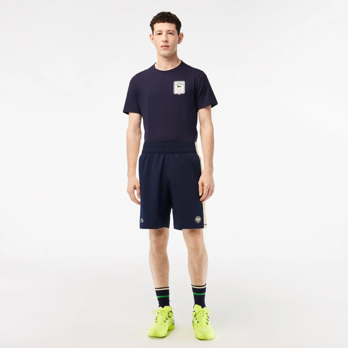 Roland-Garros Tenues De Ramasseurs De Balles | Tenues De Tennis Hommes-Short Homme Ramasseur de balles Lacoste pour Roland Garros - Marine Beige