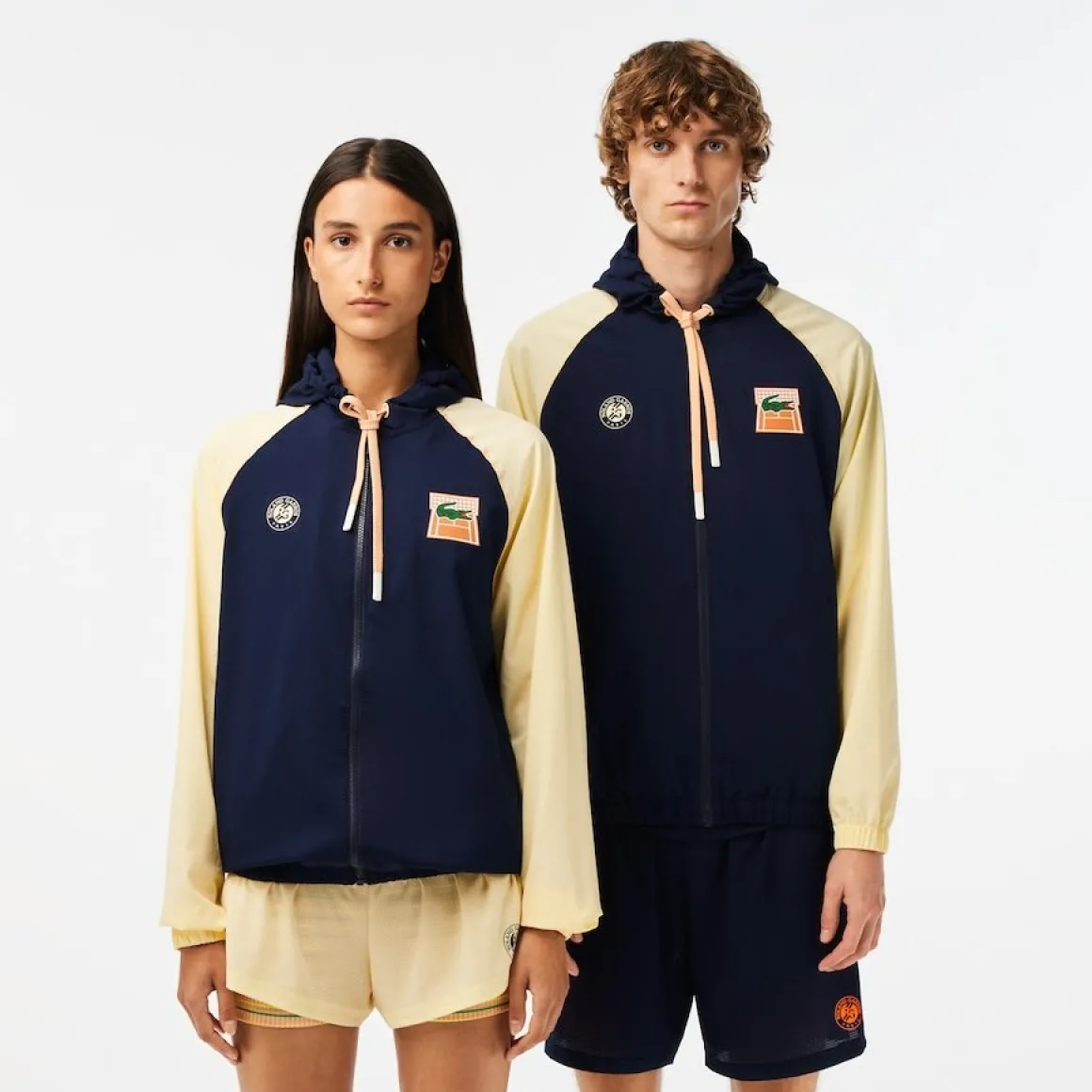Roland-Garros Tenues De Ramasseurs De Balles | Pulls & Sweats-Sweat zippé unisexe Ramasseur de balles Lacoste pour Roland Garros - Marine Beige