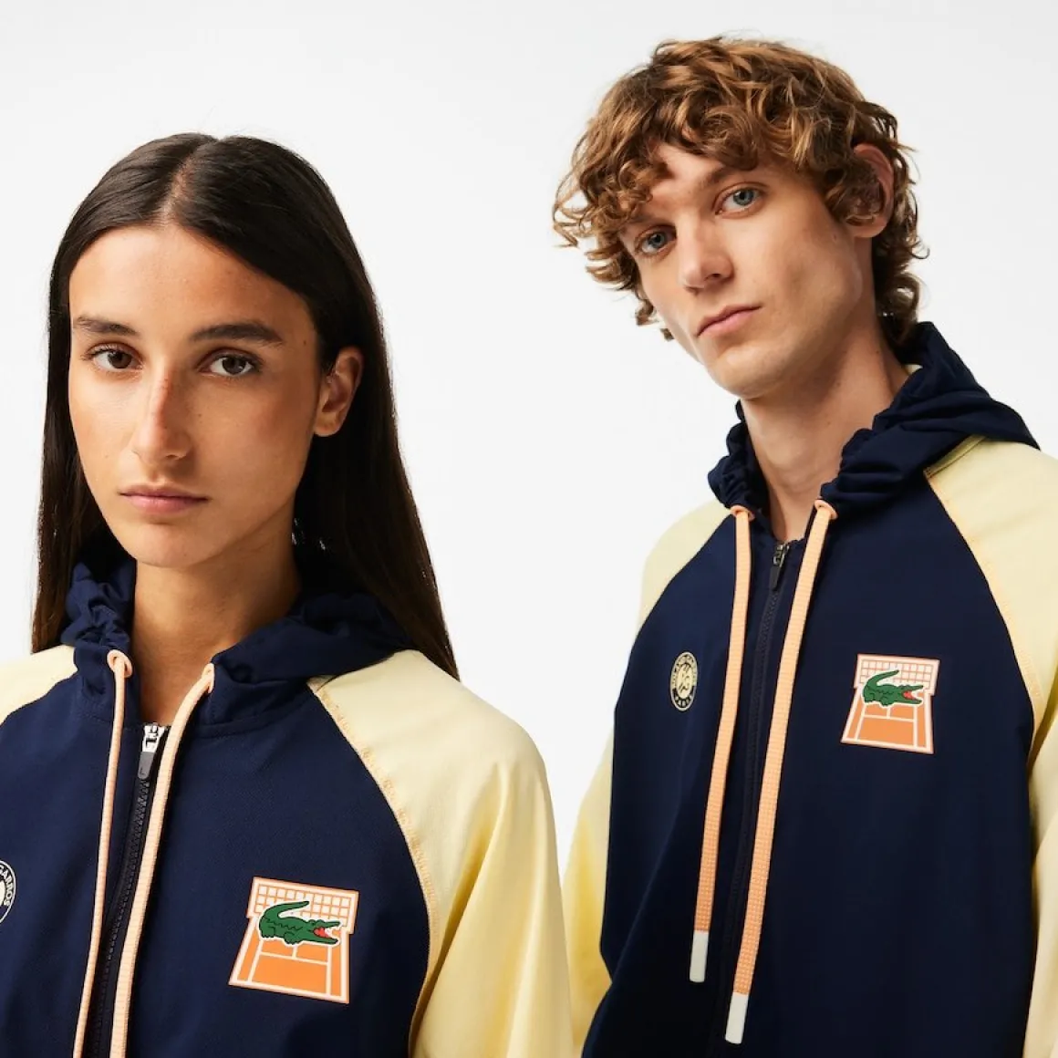 Roland-Garros Tenues De Ramasseurs De Balles | Pulls & Sweats-Sweat zippé unisexe Ramasseur de balles Lacoste pour Roland Garros - Marine Beige