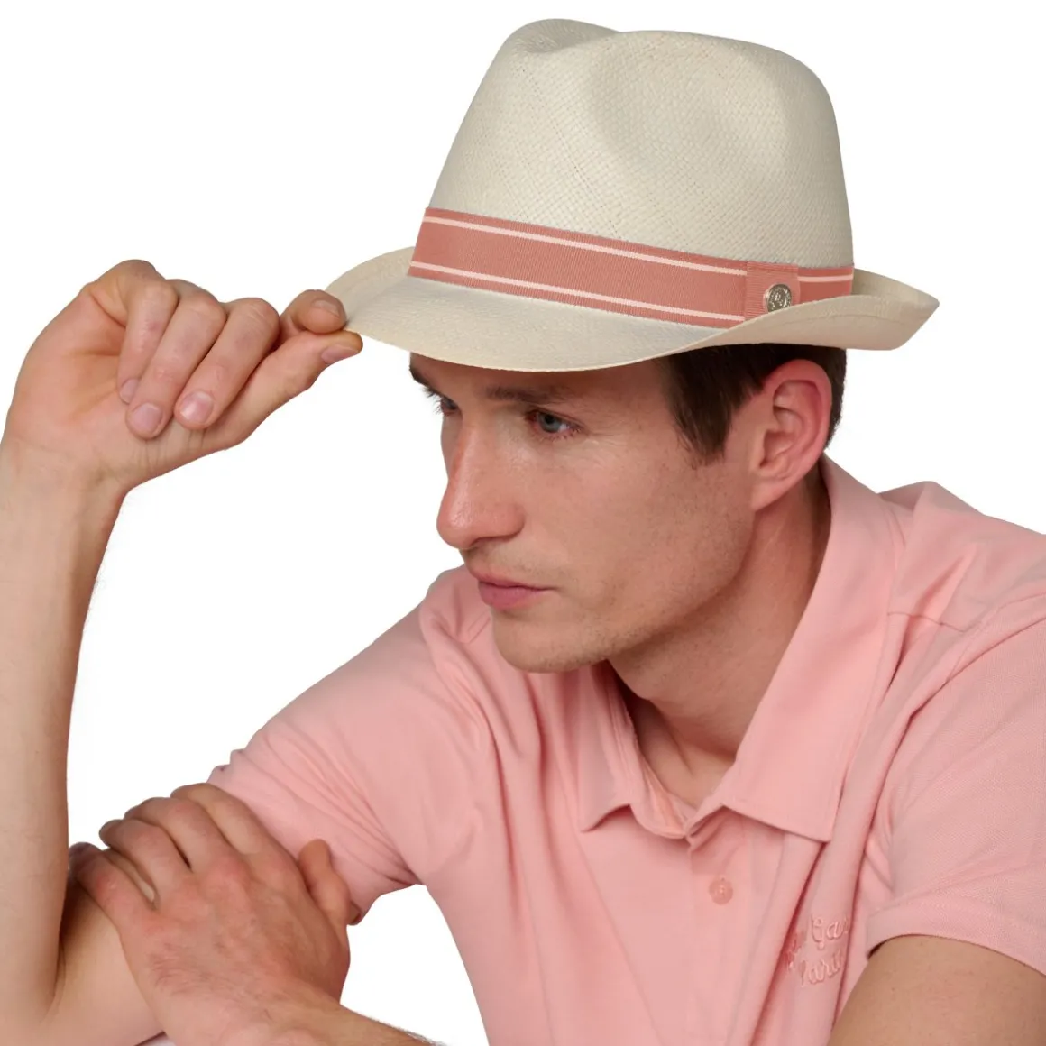 trilby_papier_stripes_rolandgarros__rose_2.webp Roland-Garros Casquettes & Chapeaux | Casquettes & Chapeaux-Trilby papier Stripes - Rose