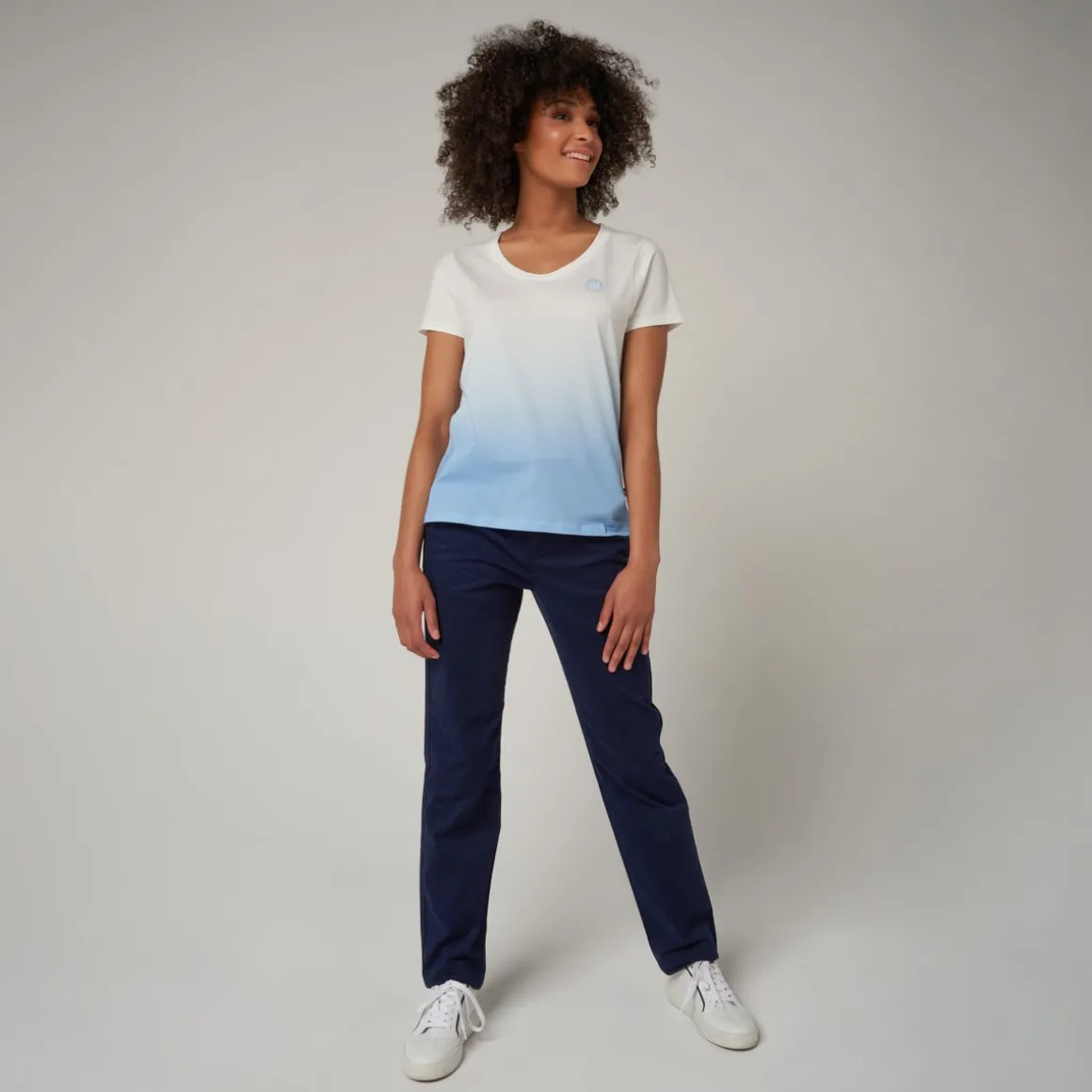 Roland-Garros T Shirts & Débardeurs-T-shirt ecru femme tie and dye - bleu clair