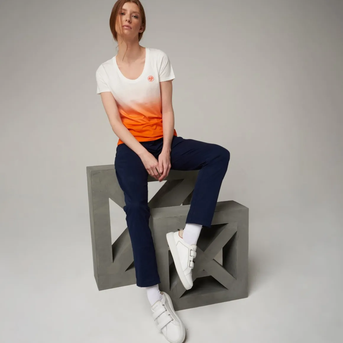Roland-Garros T Shirts & Débardeurs-T-shirt ecru femme tie and dye - terre battue