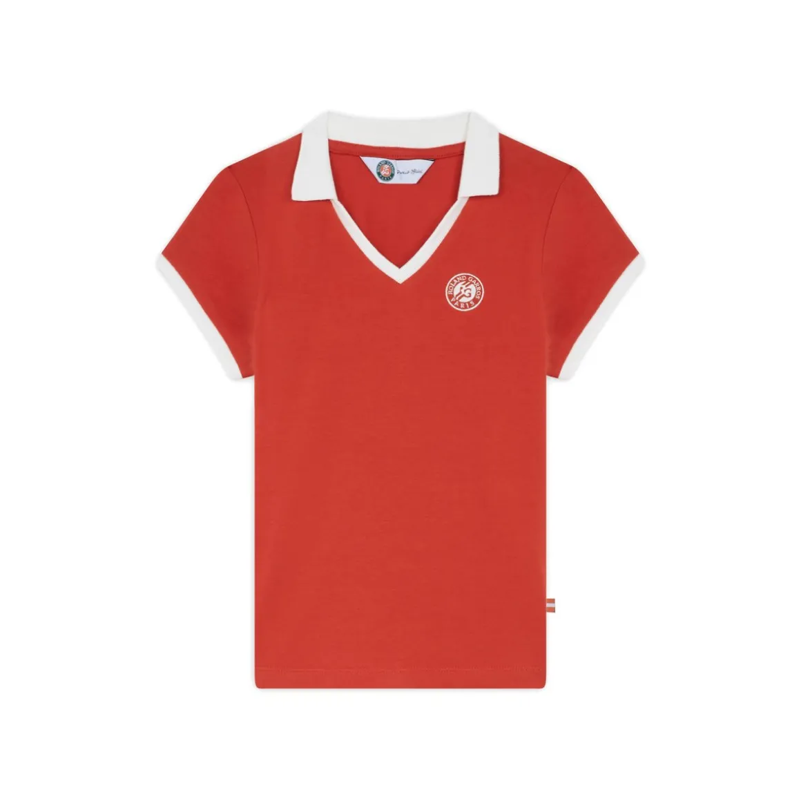 Roland-Garros Hauts-T-shirt fille Heritage col V - Terre battue