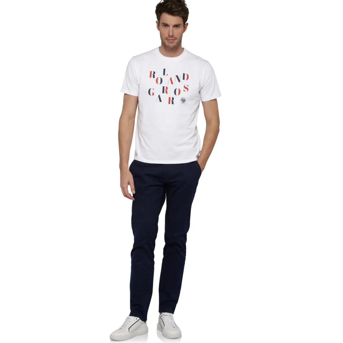 Roland-Garros T-shirts-T-shirt homme col rond lettres - blanc