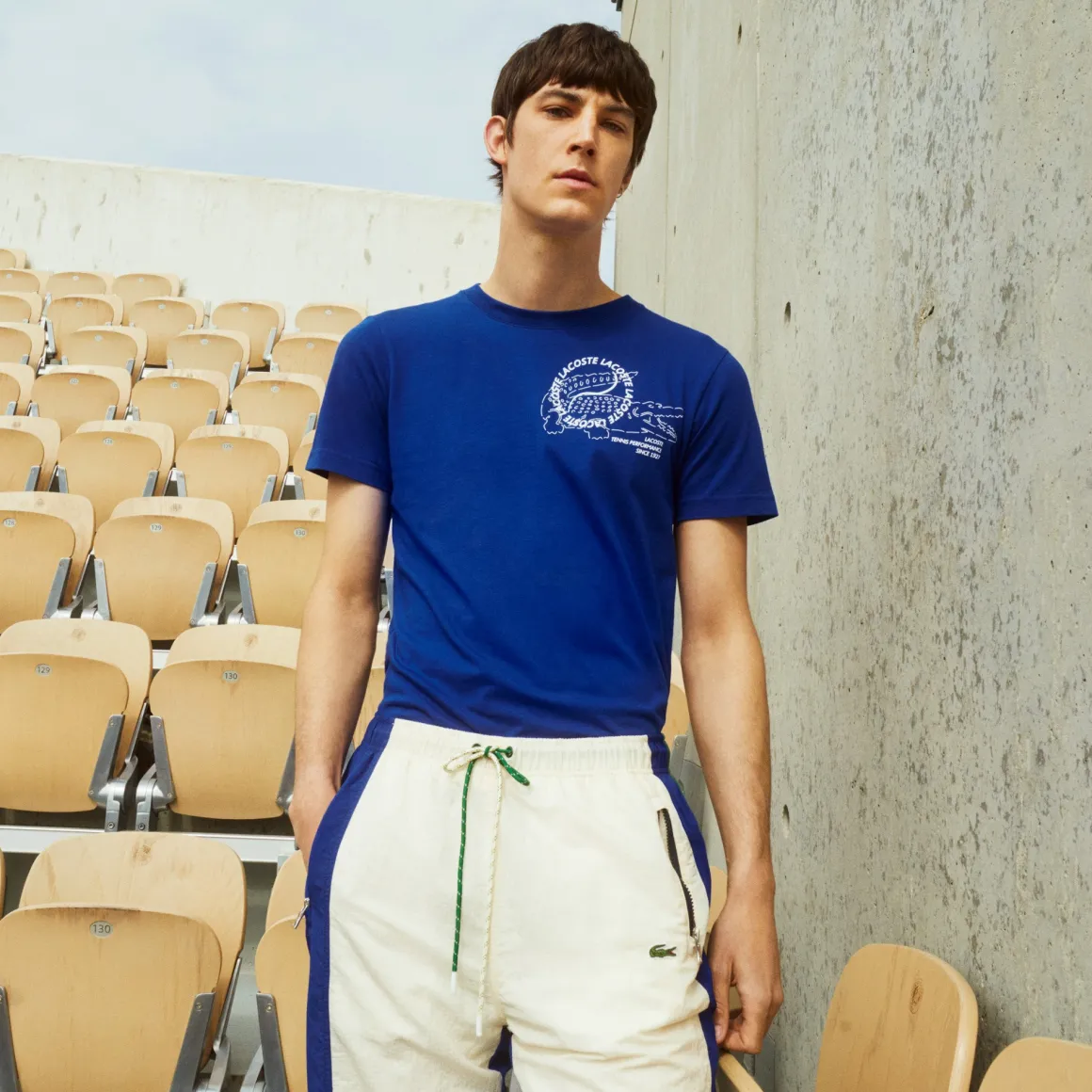 Roland-Garros T-shirts-T-shirt homme Lacoste pour - Bleu