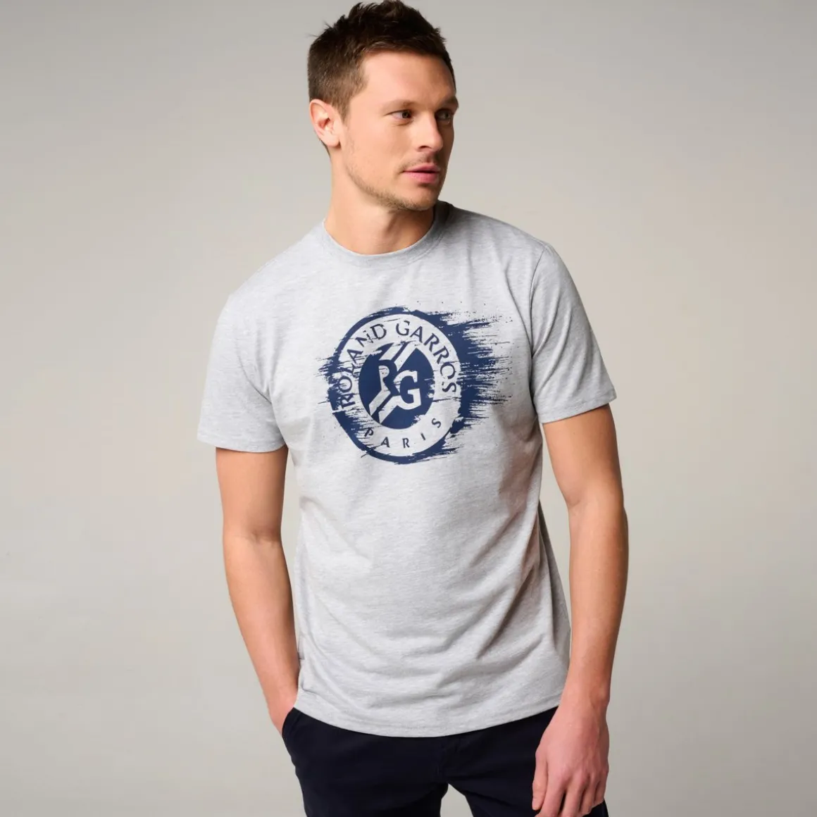 Roland-Garros T-shirts-T-Shirt Logo homme - Gris chiné
