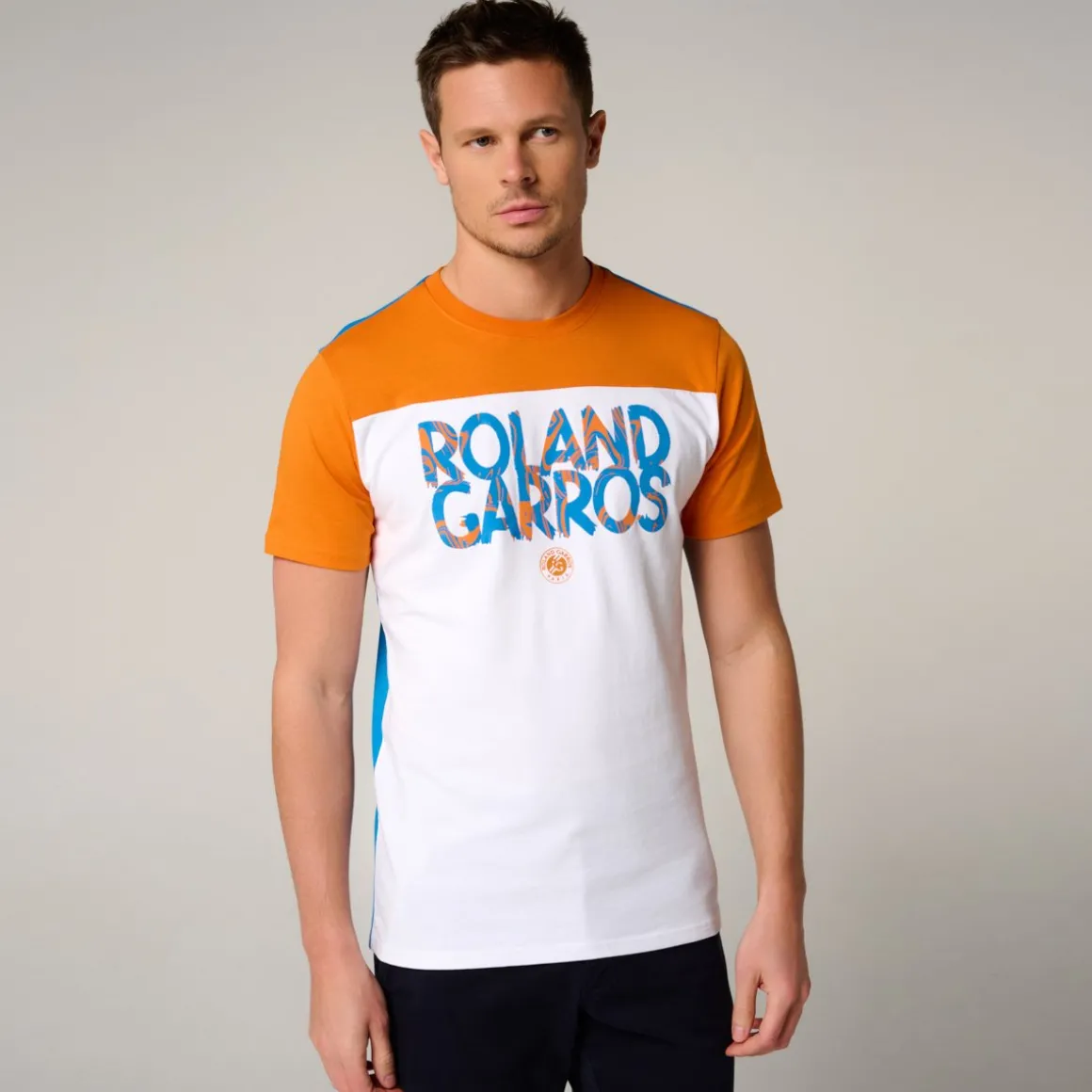 Roland-Garros T-shirts-T-Shirt Pop Energy homme - Blanc et Terre Battue