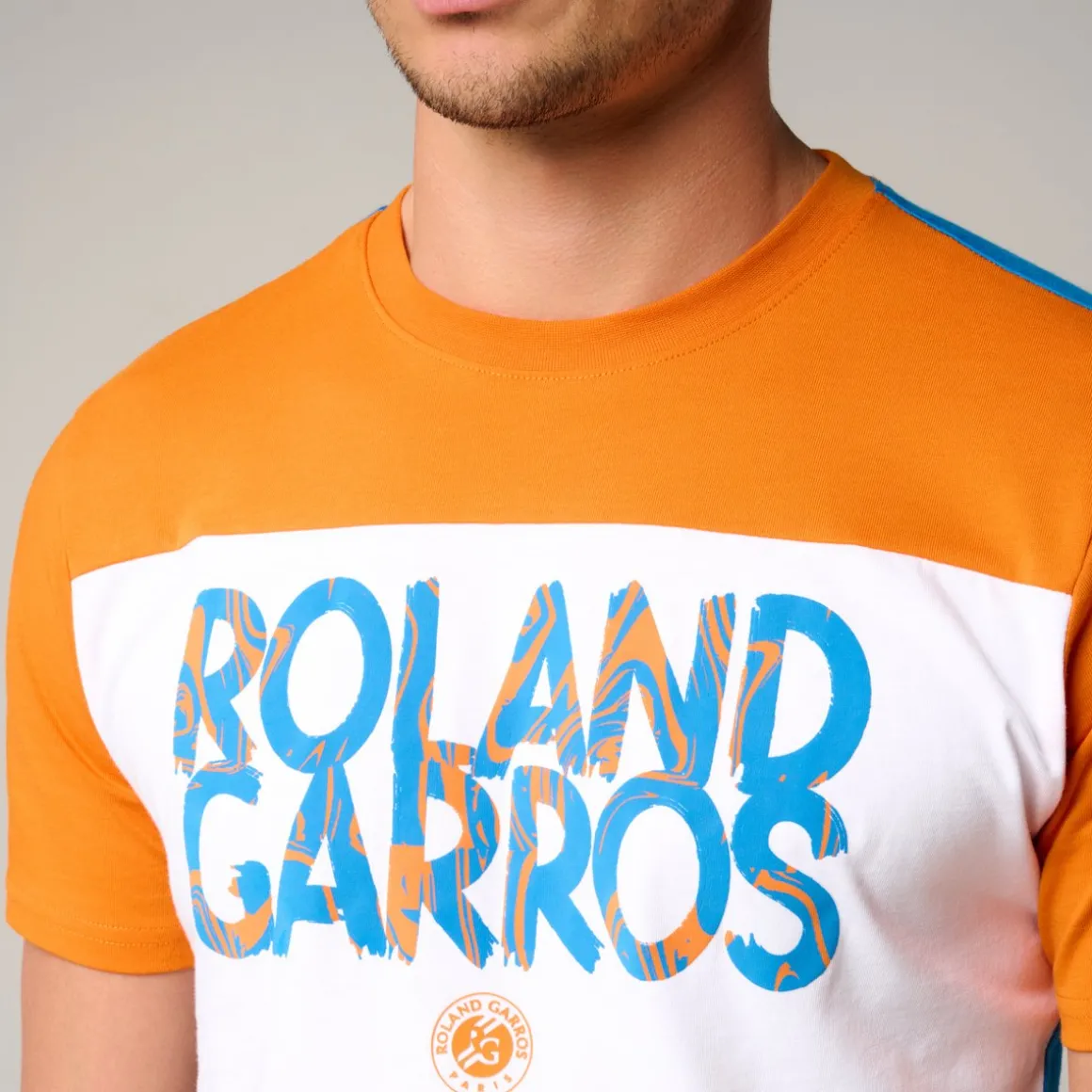 Roland-Garros T-shirts-T-Shirt Pop Energy homme - Blanc et Terre Battue